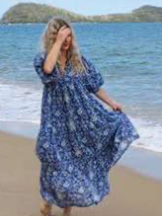River Goddess Dresses & Skirts - River Goddess Blue and White Floral Button-Front Dress